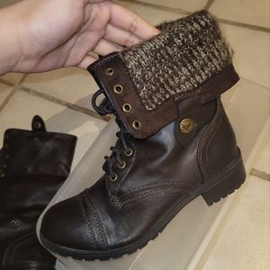 Brown combat boots